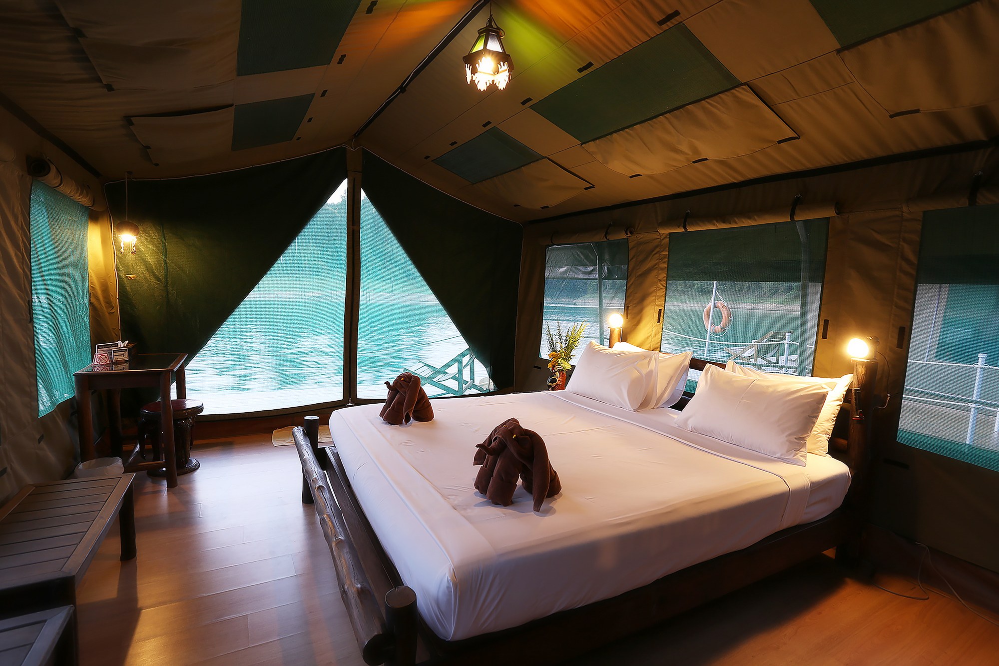 l11 Elephant Hills Luxury Tented floating Rainforest Camp Cheow Larn Lake Khao Sok National Park Thailand, Tent Interior.jpg