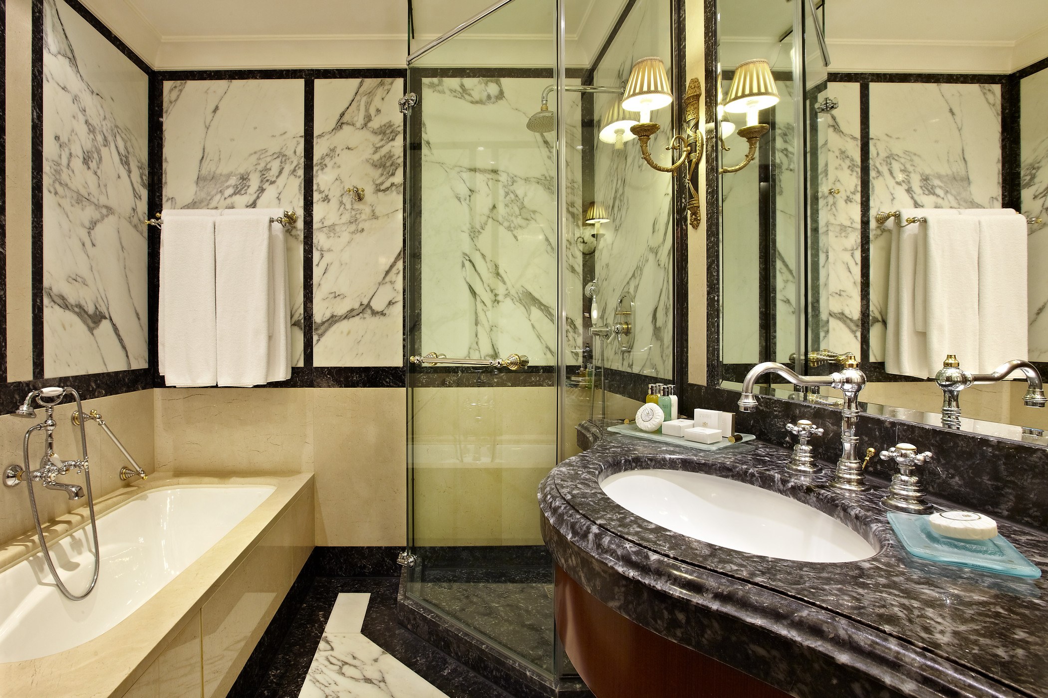 GR - Hotel Grande Betagne - Single Vanity Bathroom with Bath & Shower.jpg