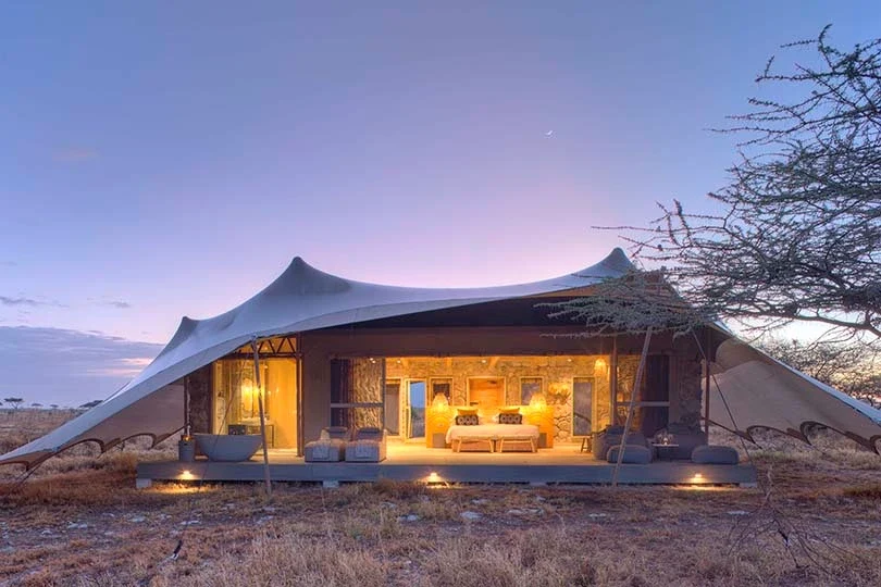 TZ-Namiri Plains- tent exterior at dawn.webp