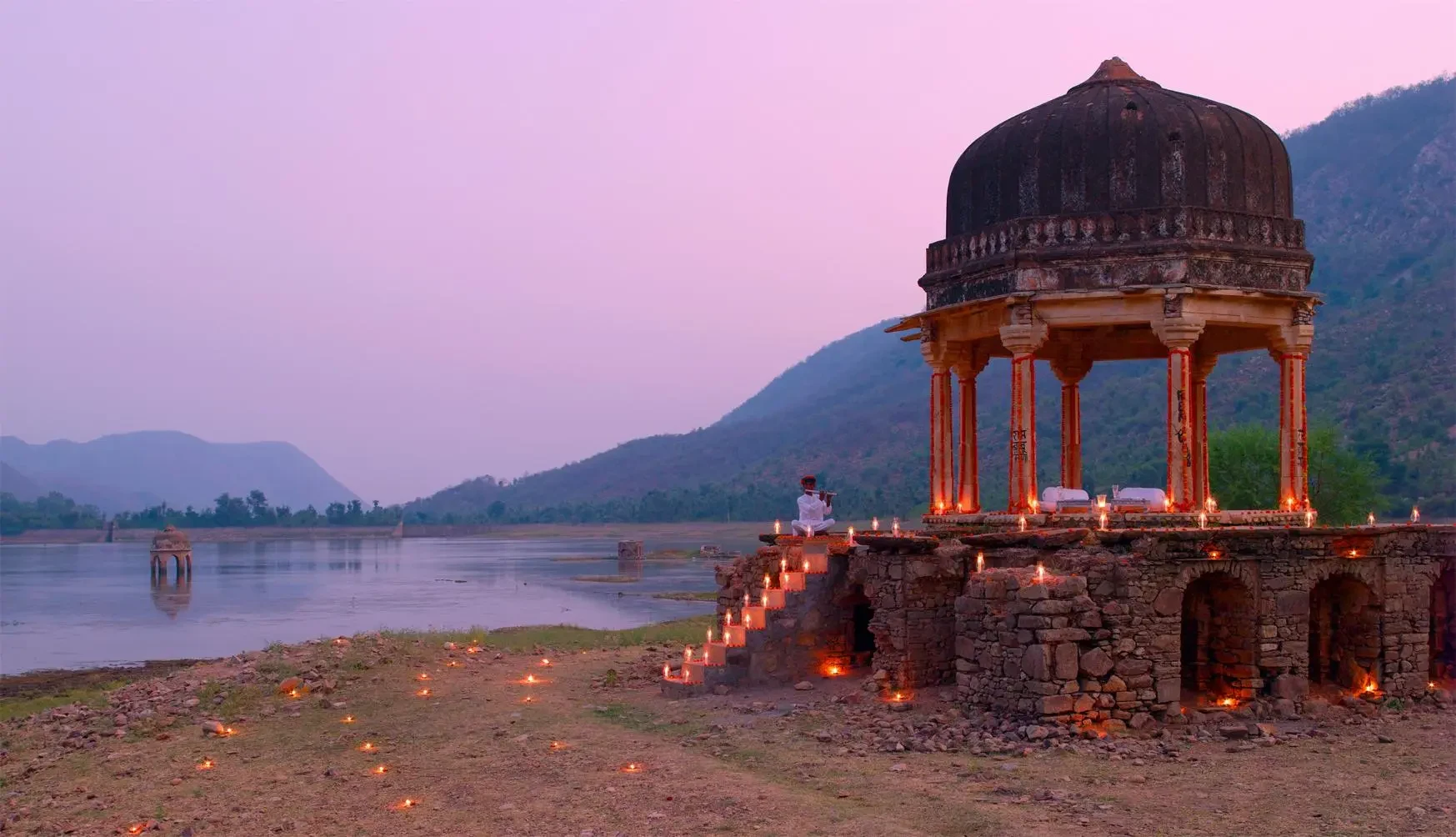IN - Amanbagh - Dinner at small chhatri.webp
