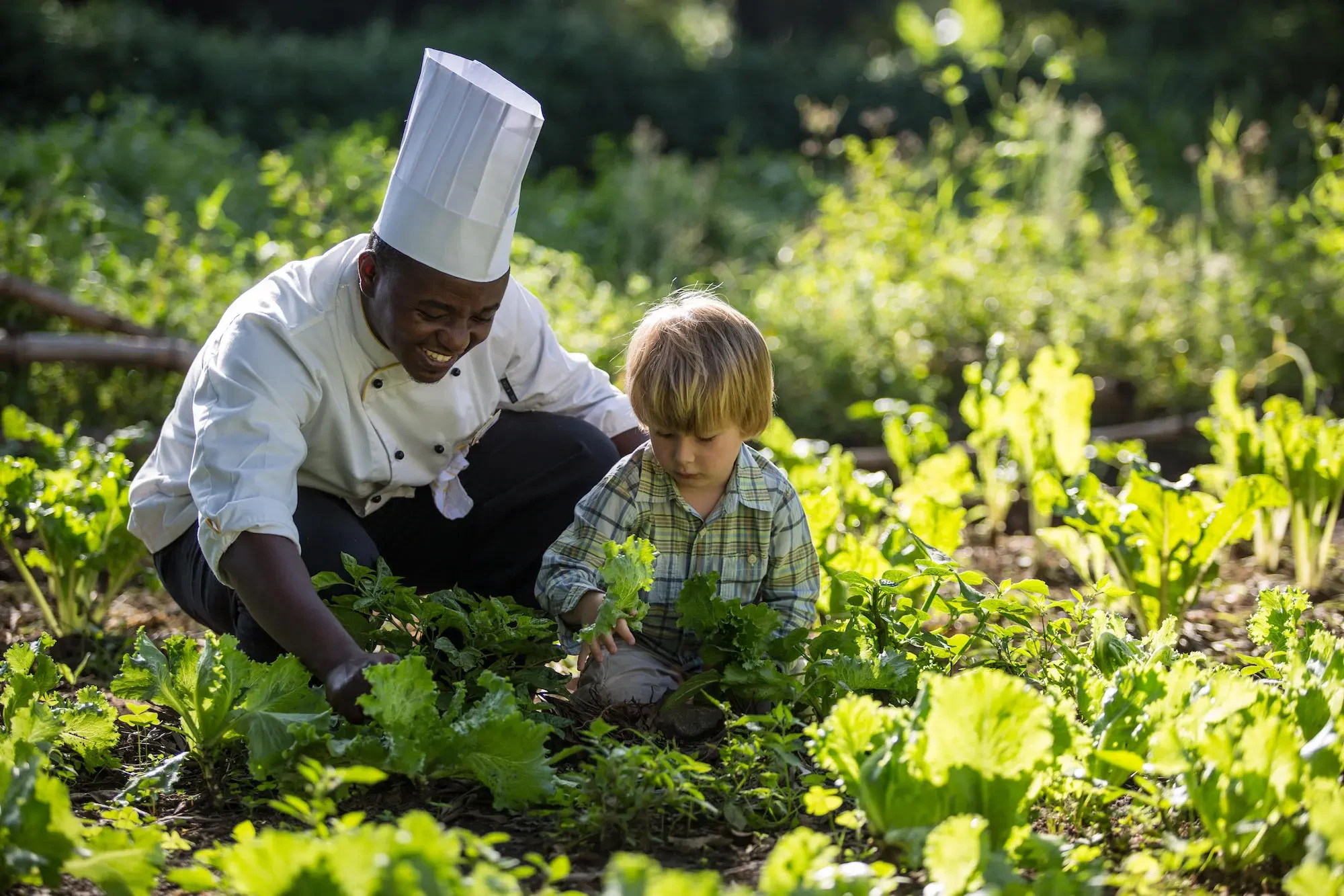 TZ-Arusha Coffee Lodge-chef with kid in garden.webp