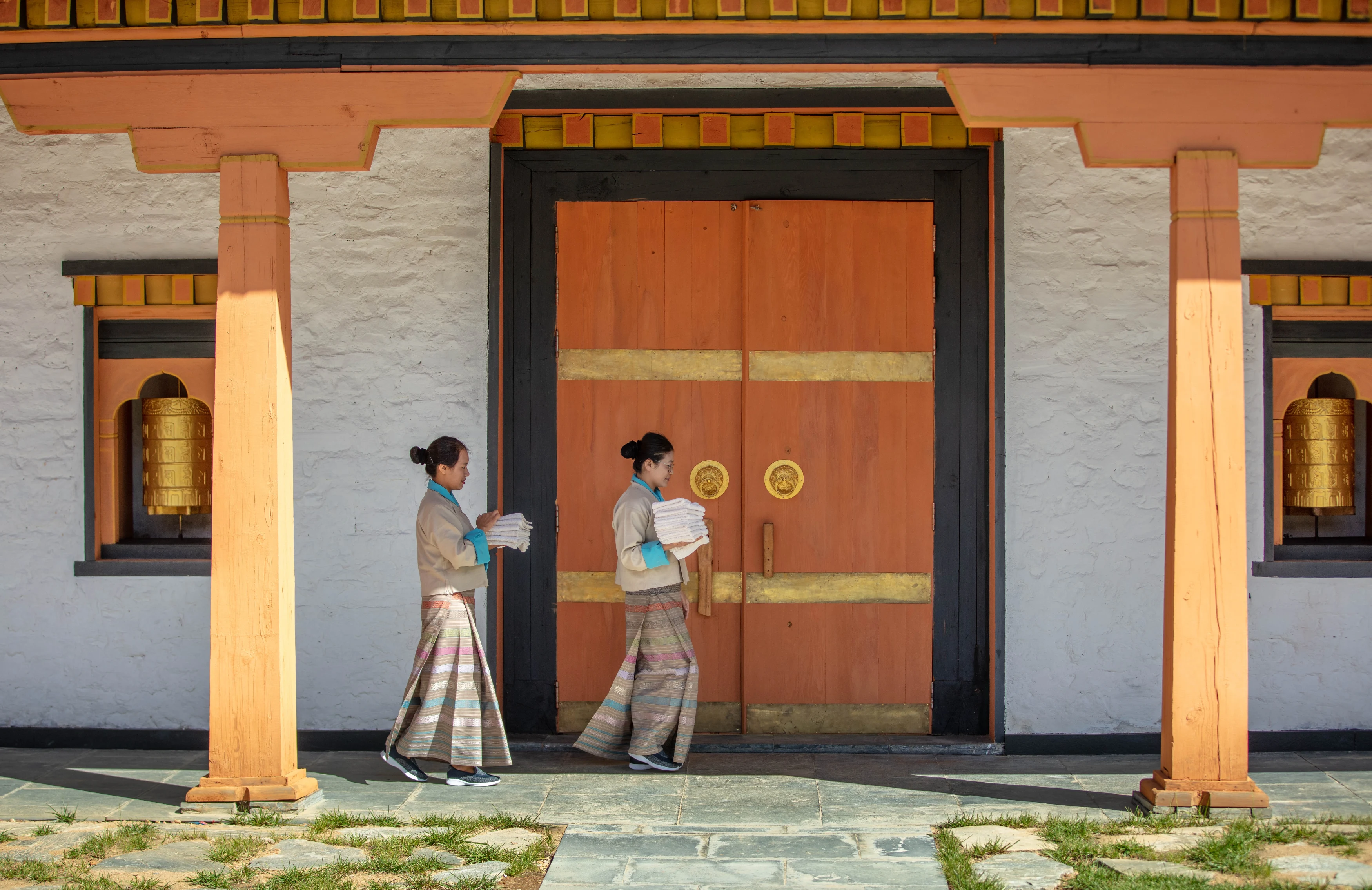 BT - Bhutan Spirit Sanctuary - entrance doors courtyard.webp